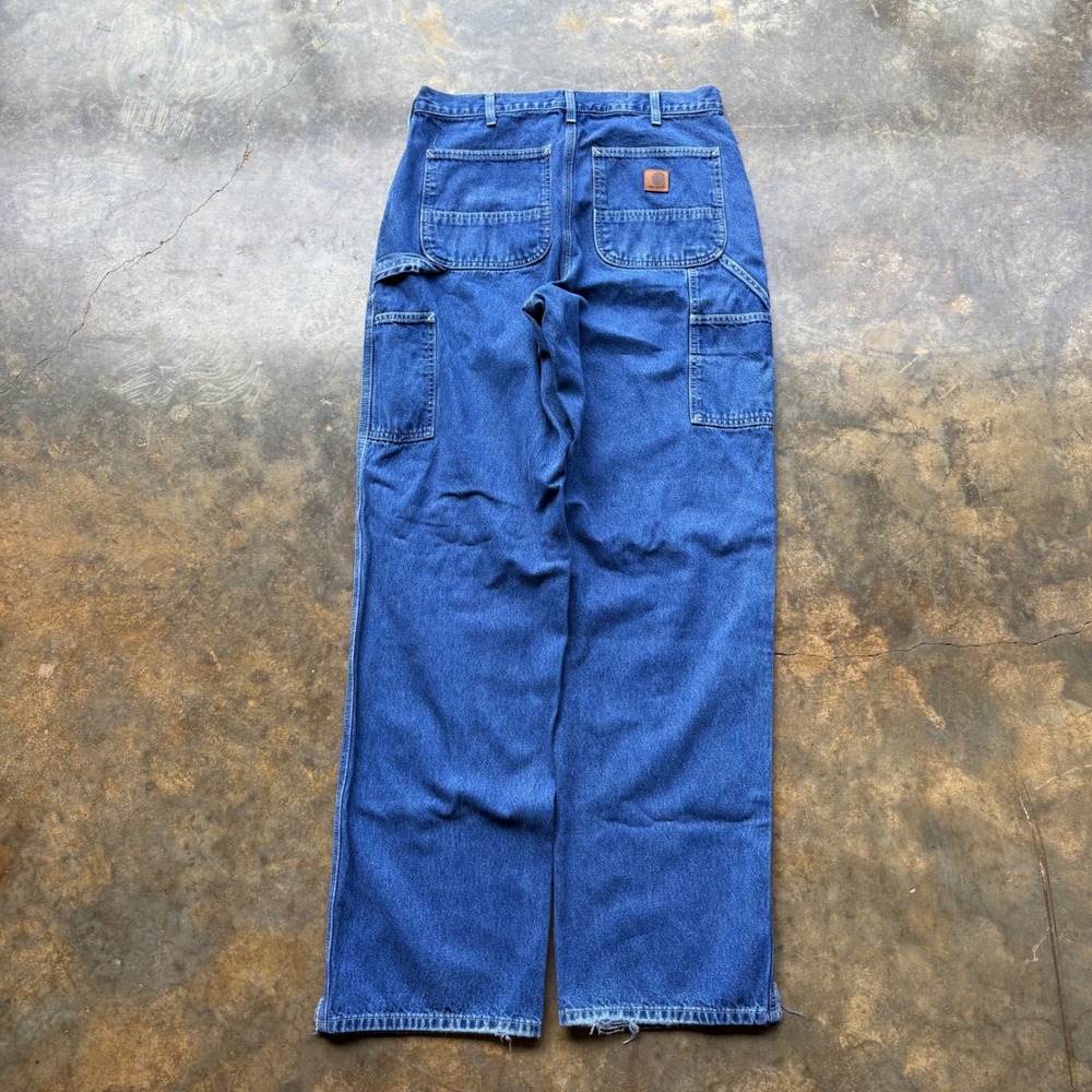 Vintage Carhartt B06 Blue Denim Carpenter Pants Mens Workwear Dungarees 34x32